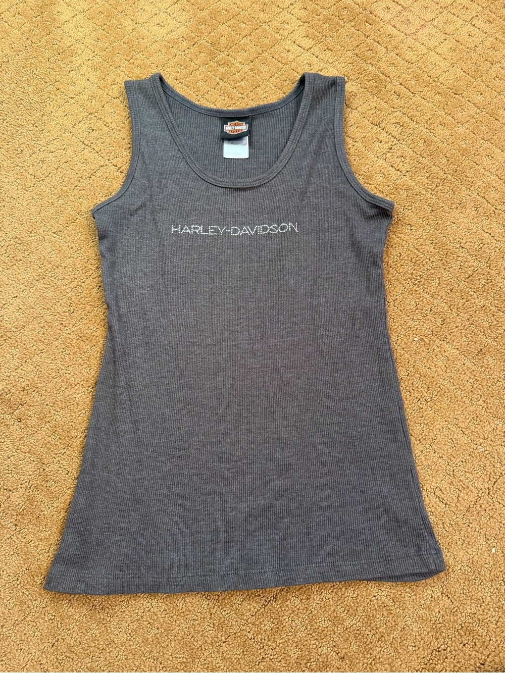 Harley Davidson Gray Rubbed Embellished Tank Women’s Size XL